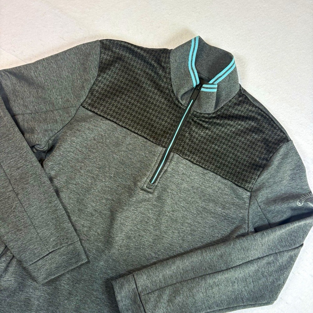 Callaway Weather Series Men's M Gray/Black Fleece 1/4 Zip Golf Jacket Preppy
